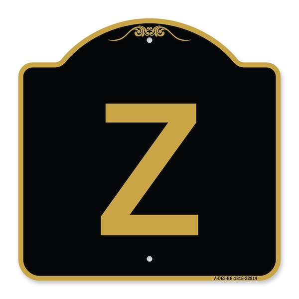 Signmission Designer Series Sign-Sign W/ Letter Z, Black & Gold Aluminum Sign, 18" x 18", BG-1818-22914 A-DES-BG-1818-22914 - main